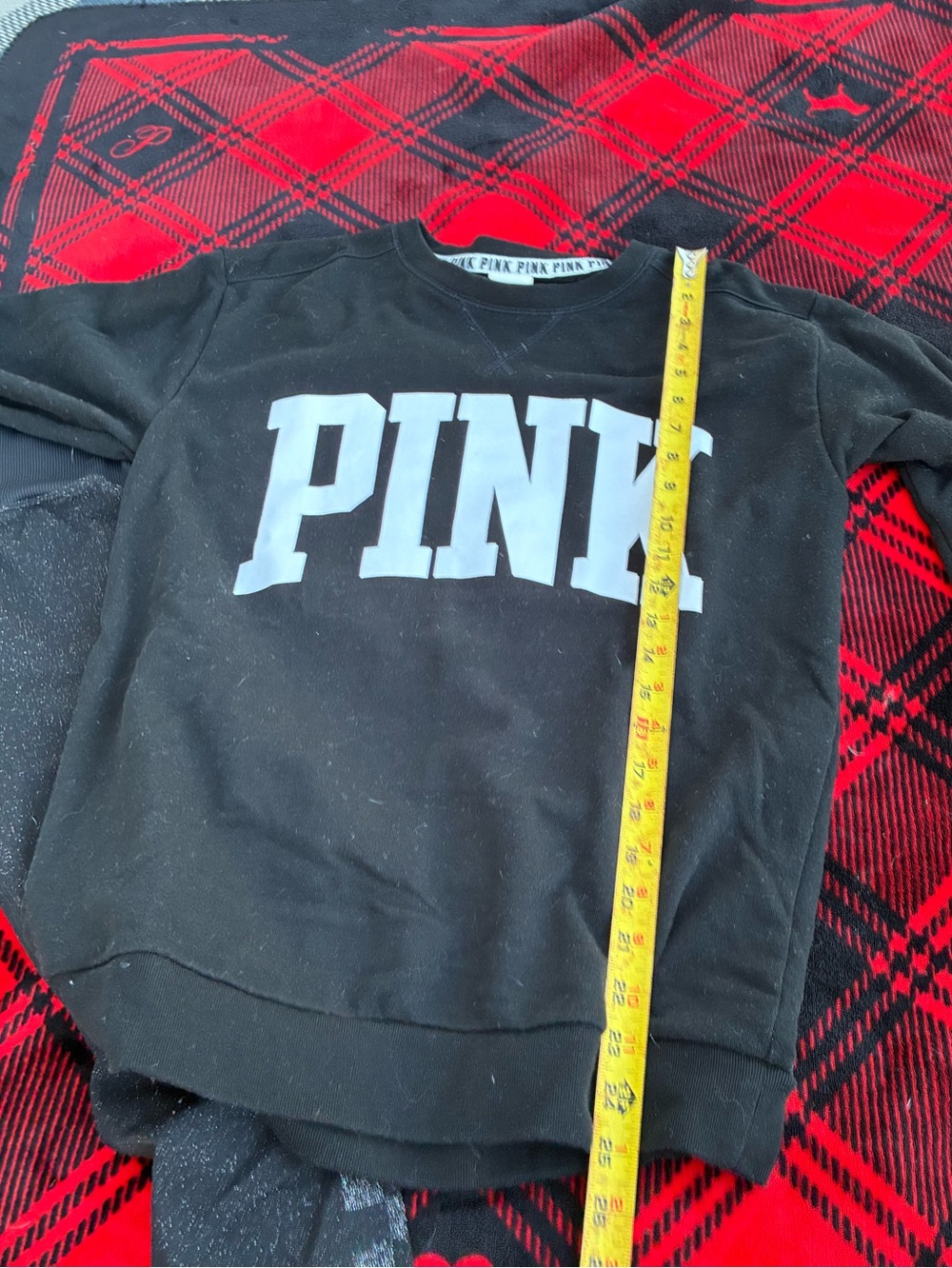 PINK Victoria's Secret Black Crew Sweatshirt with White Logo & PINK Active Leg S - Picture 6 of 13